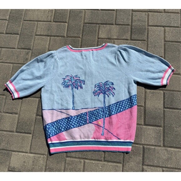 Lilly Pulitzer Vivie Sweater Palm Tree Knit Pullover Blue Pink Women NWT $148 XL - Picture 7 of 14